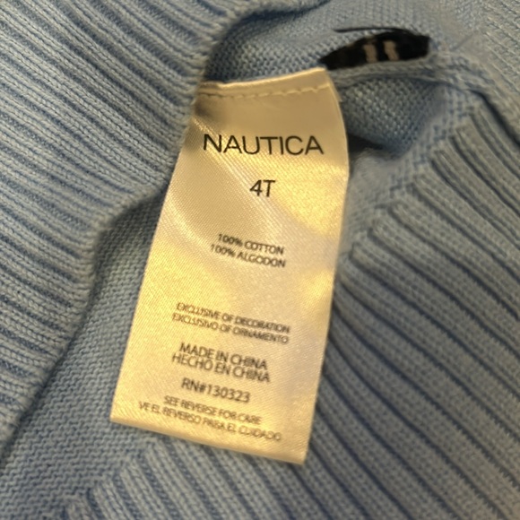 Nautica 3 Piece Set Blue Long-Sleeve Button Down Sweater Vest & Pants Size 4T - Picture 7 of 13